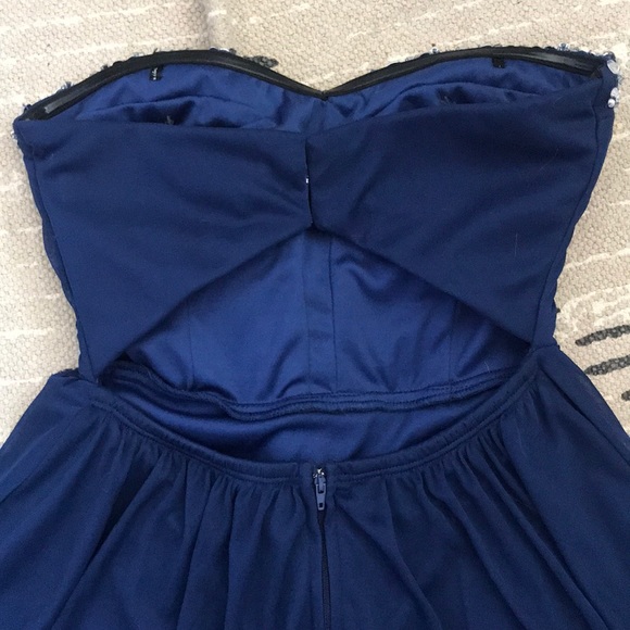Macy’s Navy Blue Strapless Formal Dress - Picture 4 of 5
